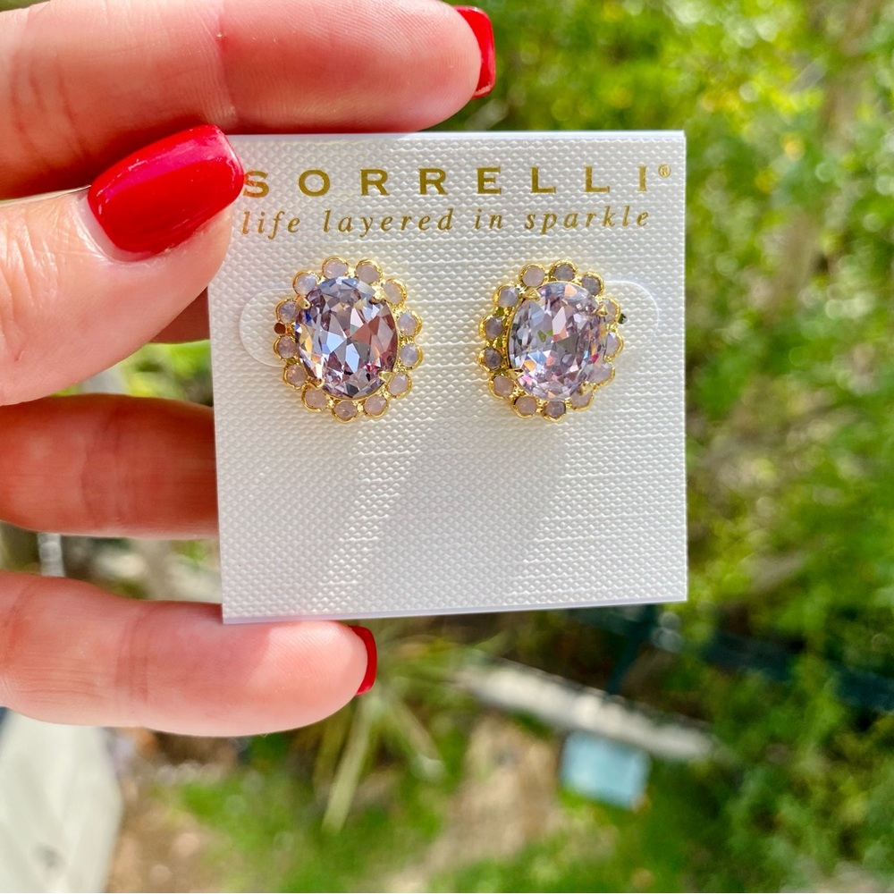 Sorrelli Halo Oval Crystal Stud Earrings in Crystal Rose NWT - Picture 9 of 16